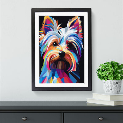 XYZ-FRM-V1223-1716 Yorkshire Terrier Constructivism No.2 - Single Picture Frame Print on Wood