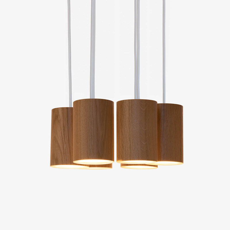 Solid 6 - Light LED Pendant, Natural Oak