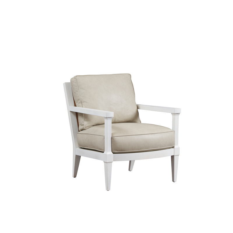 Barclay Butera Upholstery Armchair, White Genuine Leather, White