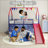Twin Loft Bed With Slide And Curtain Set-1259651172