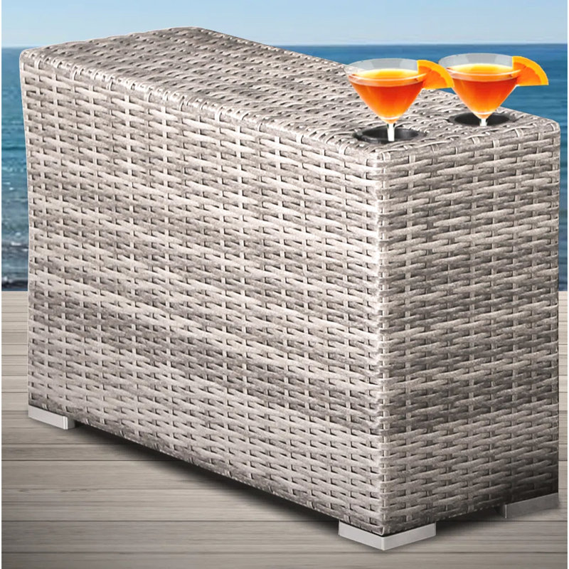 Outdoor Side Table - Fully Assembled & Aluminum Build Enhances Poolside Area Brown Weather-