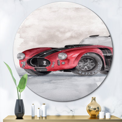 Beautiful Old Red Car On The Grey - Industrial Metal Circle Wall Art -  East Urban Home, 80DC439FC16A4A449A647DCEEB23CE75