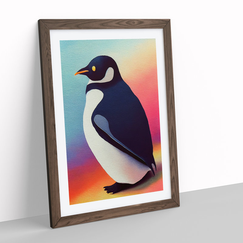 Penguin In Watercolour No.2 - Wall Art, 42cm H x 29.7cm W, White, canvas/paper