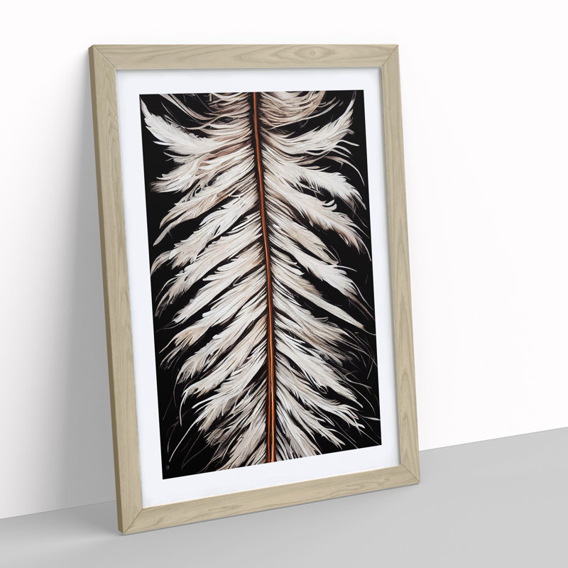 XV1022-5236X Winter Feather - Single Picture Frame Print, 46cm H x 34cm W, Oak Framed