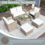 Ensemble de mobilier de patio en U avec table basse, ensemble de conversation modulaire d'extérieur, ensemble de conversation d'extérieur 4 pièces, fabrication en rotin tissé, équipé d'un repose-pieds et de coussins-1615292488