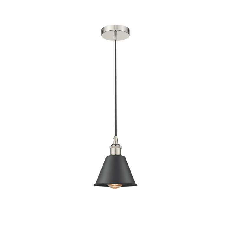 Luminaire suspendu conique 1 lumière Miramare, Nickel poli, Nickel poli