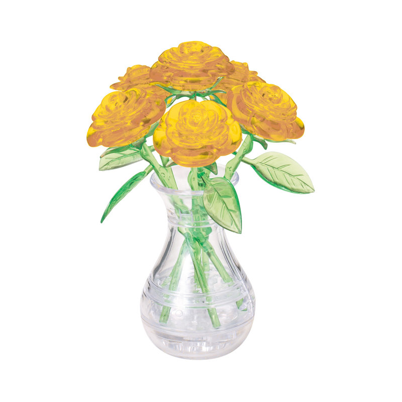 Yellow Roses in Clear Vase 3D Crystal Puzzle, 46 Pieces