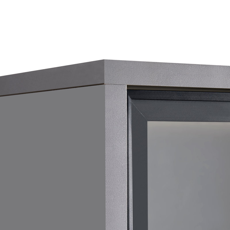 60.6'' Freestanding Display Cabinet With 2 Storage Drawers, Pantry With Glass Doors & LED Lighting, Modern China Cabinet With Adjustable Shelves For Hallways, Kitchen, Livingroom & Office - Grey