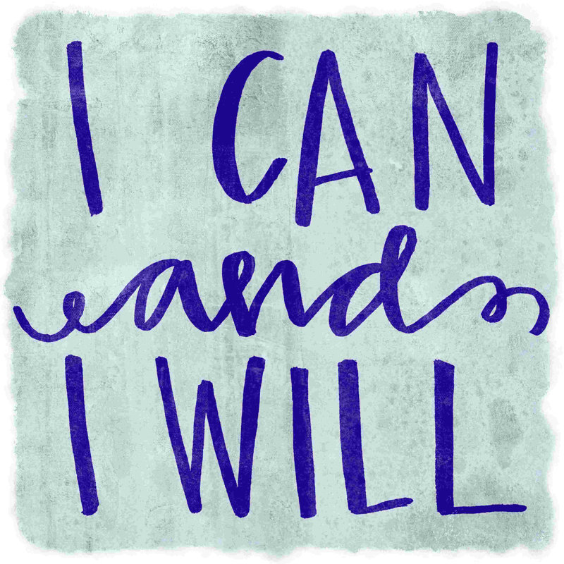 I Can And I Will Wood, H 12 po x l 12 po x P 1,25 po, Vert / blanc
