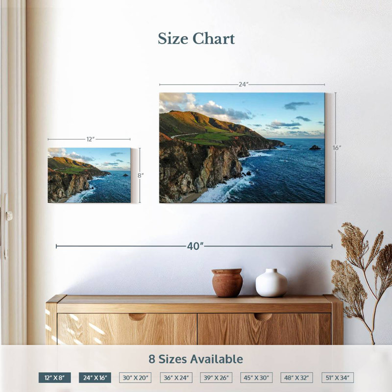 Gillard Cliff In Big Sur, H 16 po x l 24 po