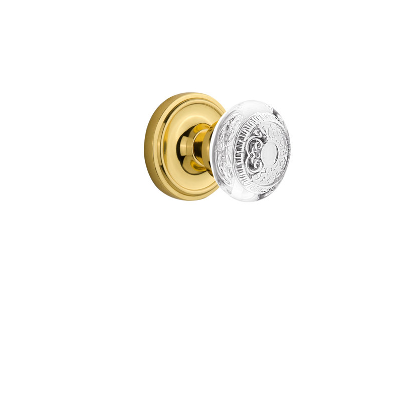 Classic Rosette with Crystal Egg & Dart Knob, Unlaquered Brass