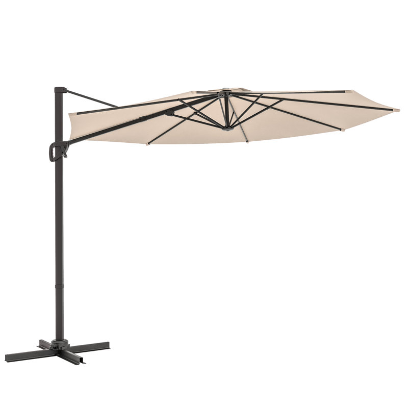Parasol en porte-à-faux 10 pi avec tissu teint dans la masse, abat-jour luxueux avec rotation à 360 °, Sable