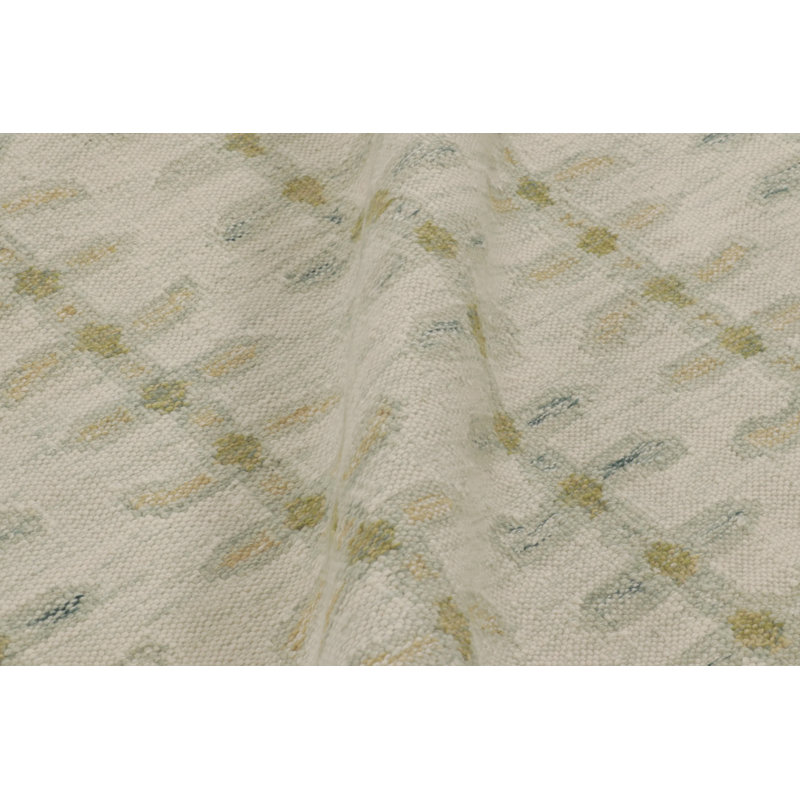 Scandinavian Kilim Wool Geometric Area Rug, Rectangle 10' x 14'