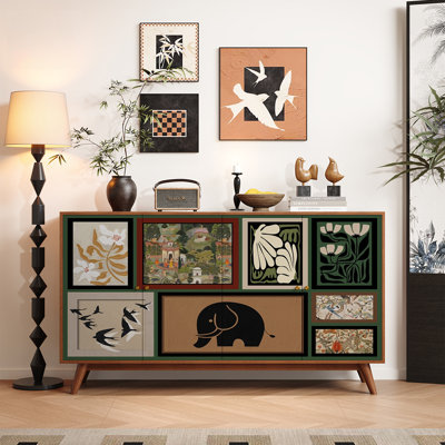 French Vintage Solid Wood Entryway Storage Cabinet