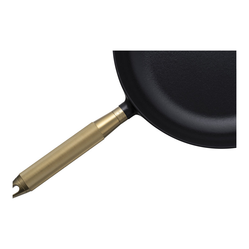 Staub Cast Iron Buster + Punch 11-Inch Frying Pan - Handle, Matte Black/Brass