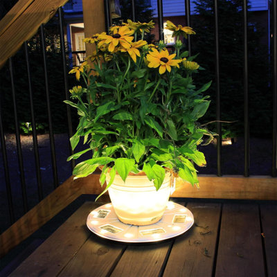 Éclairage solaire pour jardinière à énergie solaire - vers le haut sans fil de 15 pouces pour les pots de jardin avec marche / arrêt automatique Dusk To Dawn, installation facile sans outil, éclairage blanc chaud