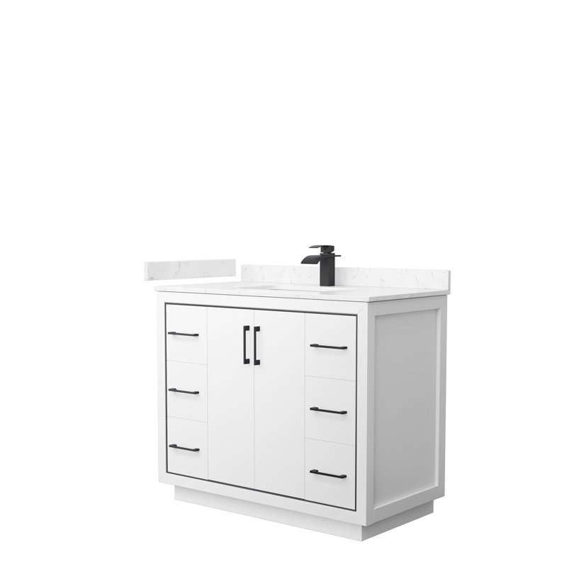 Icon 42'' W Single Vanity, Carrara, Dark Blue, Brushed Nickel