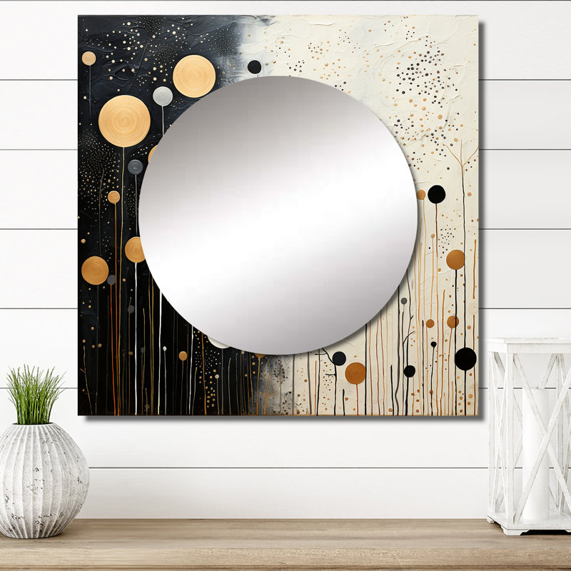 Grand miroir carré Meridha - Collages abstraits pour décoration murale, 23 po x 23 po