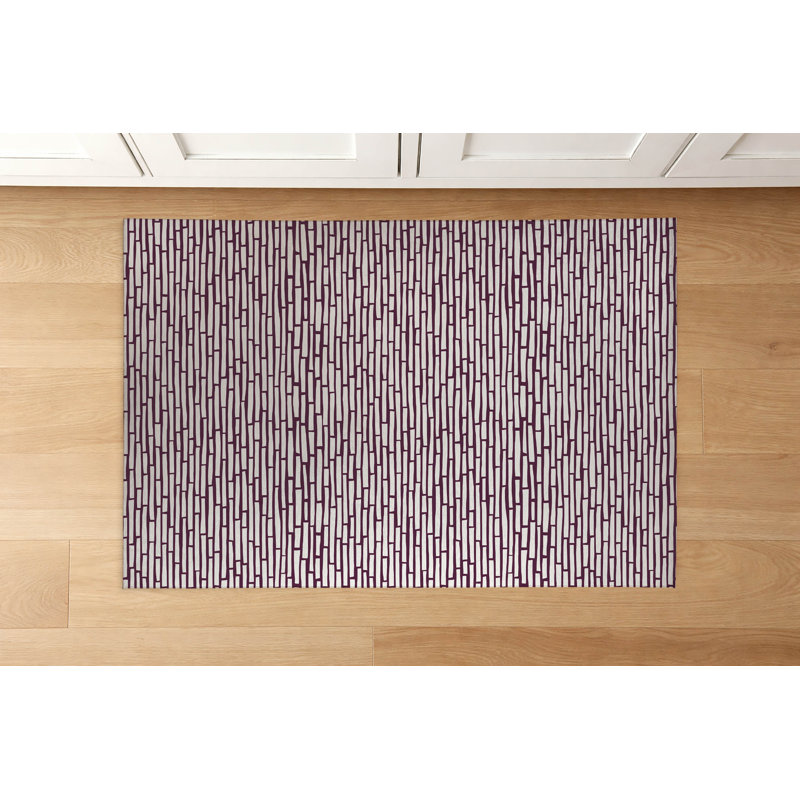 Tapis de cuisine à profil bas, Rectangle 3' x 5', Eggplant Striped