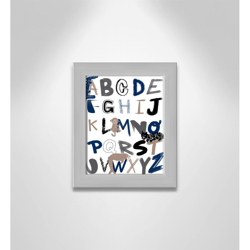Critter Alphabet 1, impression sur papier, H 10 po x l 8 po x P 0,6 po, Encadré plat argent