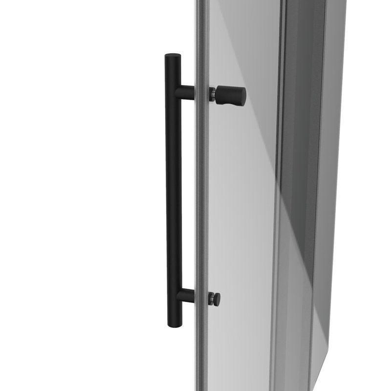 60 po X P 76 po H Porte de douche coulissante simple sans cadre au fini noir mat avec verre transparent, Noir mat