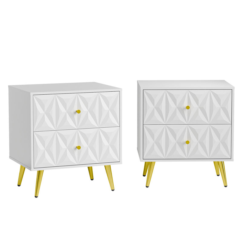 Ensemble de 2 tables de chevet blanches