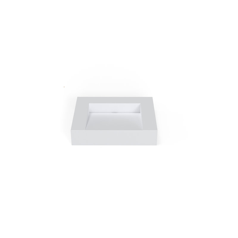 Badeloft 23.6" x 19.6" Square Stone Resin Wall Mounted Bathroom Sink WT-04-E-M in Matte White, Matte White