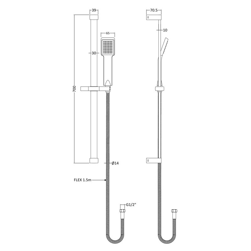 Slide Bar Shower Head with No