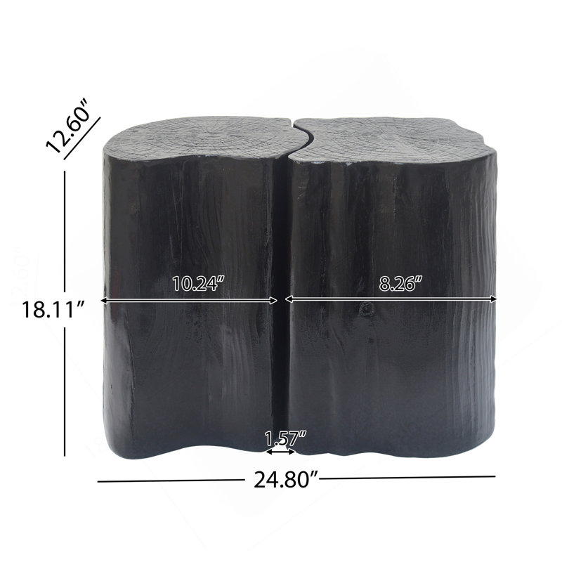 2-In-1 Irregular MGO End Table, Split Design, Small Space Friendly,Indoor Outdoor Use,Black Color, Black