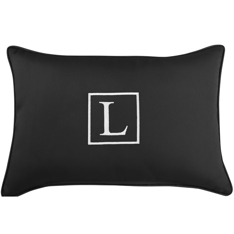 Kerrell Embroidered Sunbrella® Outdoor Throw Pillow, Black, L