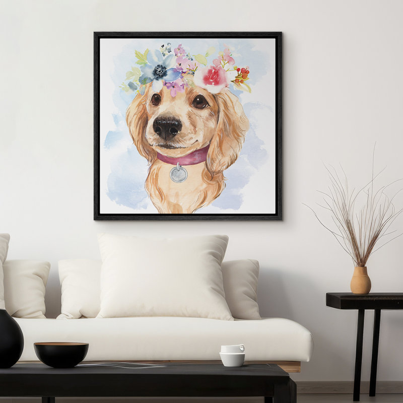 Reproduction sur toile encadrée Golden Retriever, Noir, H 24 po x l 24 po x P 1,5 po