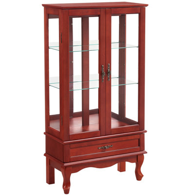 Élégante armoire à vin lumineuse avec tablettes réglables - 2 portes, 1 tiroir, couleur cerise, ampoule incluse, mécanisme de protection contre le basculement, portes modernes et tiroir cerise, tablettes, mesure de sécurité