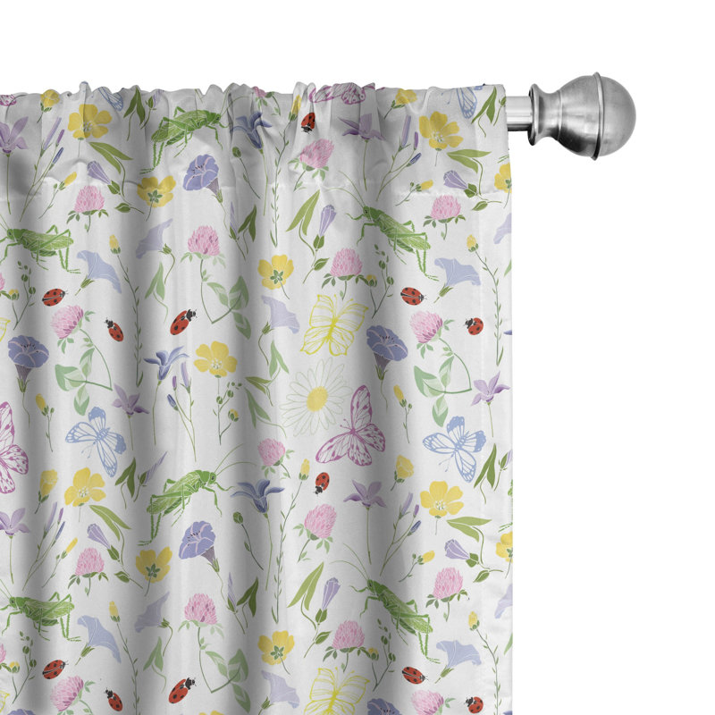Paire de rideaux semi-transparents avec passe-tringle Ladybug, 28 po x 63 po