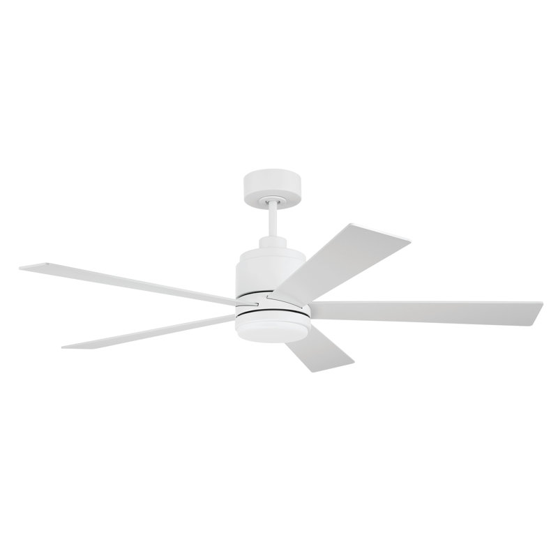 Craftmade McCoy 5-Blade 52" Ceiling Fan with Optional LED Light Kit & Hard Wired, 4 Speed Control, White