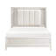 Grand lit antique blanc avec tête de lit à DEL et coussin rembourré, tête de lit de style moderne, finition, élément de chambre à coucher