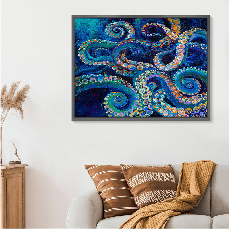 «Marine Animal Octopus», reproduction d'un seul cadre photo sur toile, H 12 po x l 16 po x P 1,5 po, Cadre noir