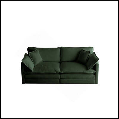 Canapé-lit moderne en tissu pour causeuse pour salon, canapé 2 places à assise profonde de grande taille avec 4 coussins, chenille verte