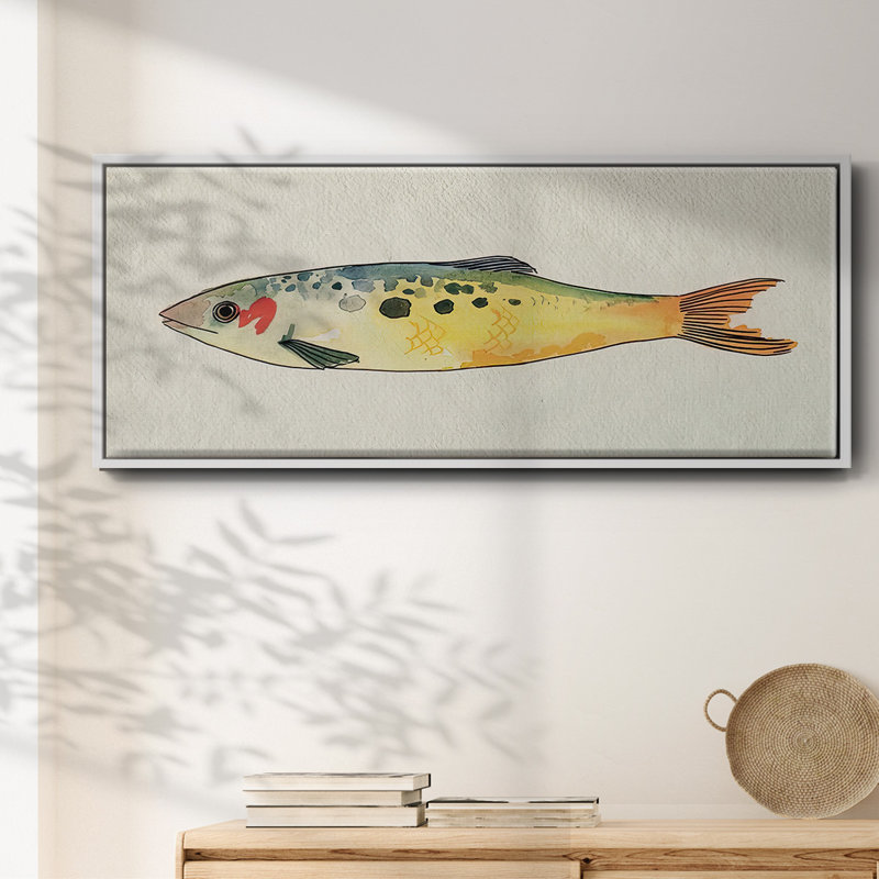 Poisson fantaisiste I - toile encadrée, H 8 po x l 20 po