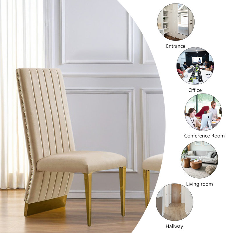 Chaise d'appoint rembourrée en velours beige / crème Berlioz