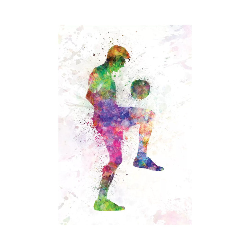 «Man Soccer Football Player I» par Paul Rommer - peinture sur toile tendue, H 40 po x l 26 po x P 1,5 po