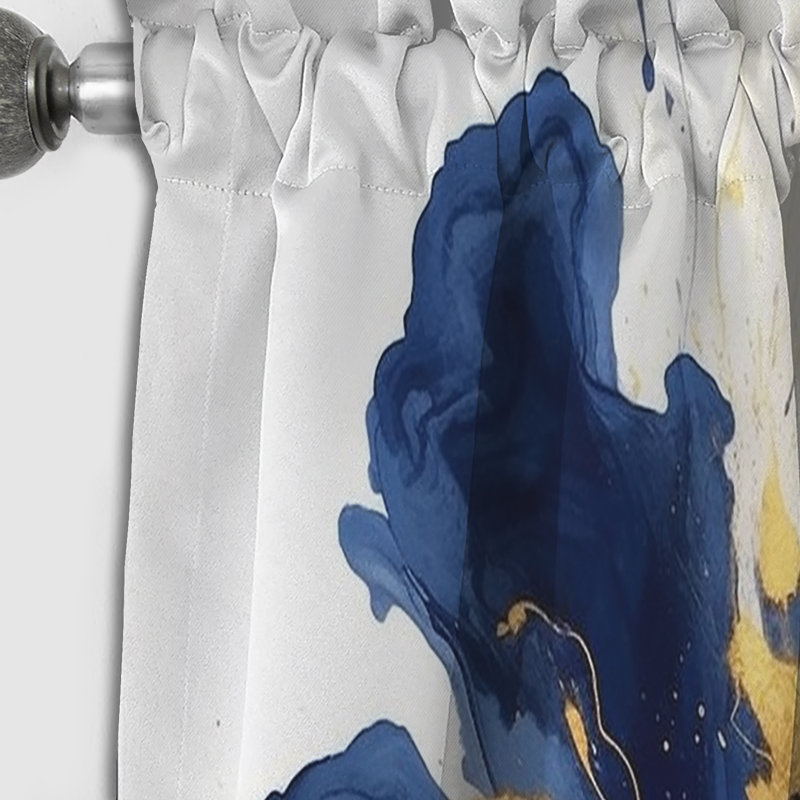 Dark Blue And Gold Strokes I - Abstract Blackout Curtain - 1 Panel, 52" W x 95" L