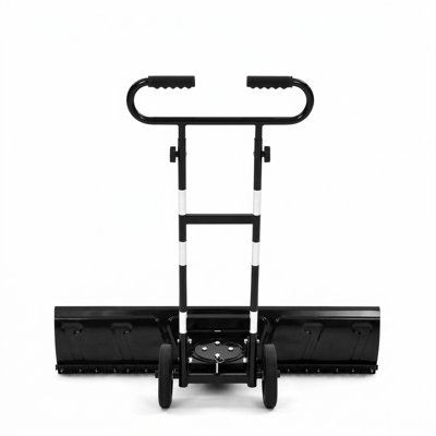 Balconera 48 Inch Snow Pusher with Wheels, U-Shaped Handle Snow Shovel