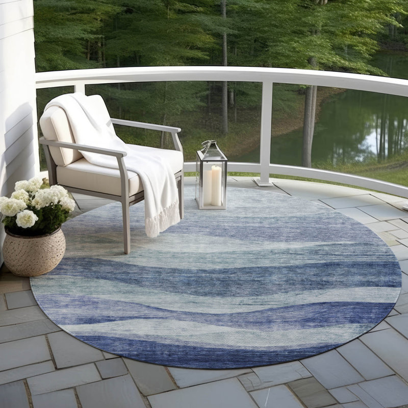 Tapis d'intérieur / extérieur bleu Louisa , 8 pi x 8 pi