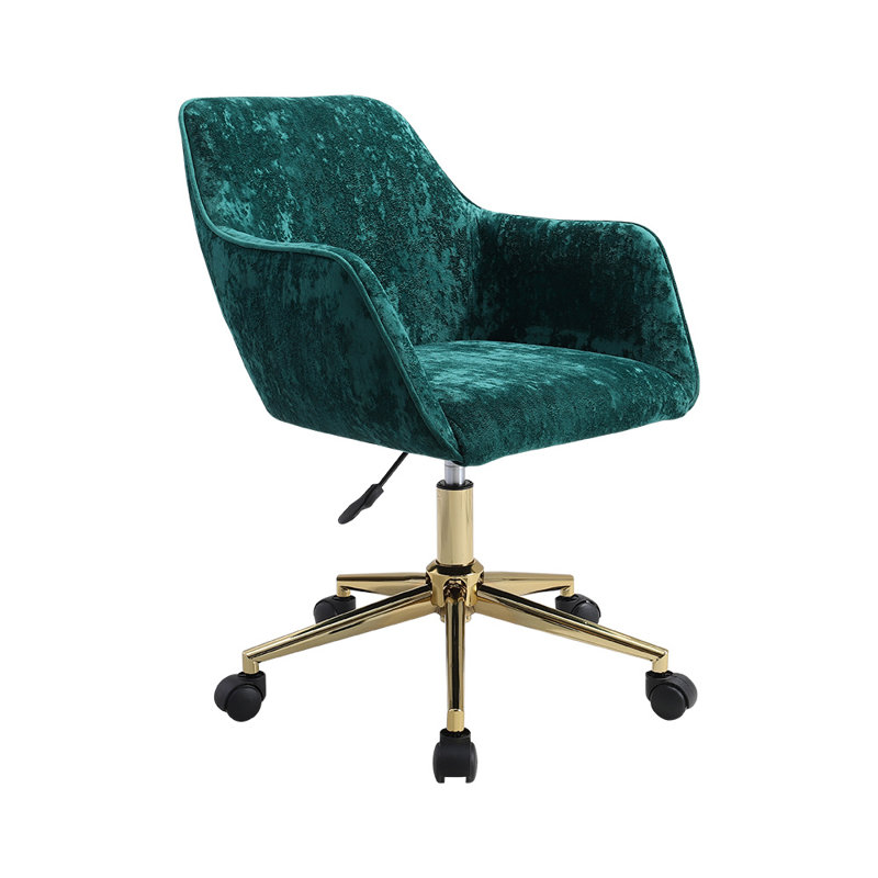 Aeliana Soft Velvet Swivel Desk Chair Office Chair, Blackish Green