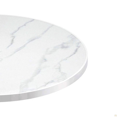 Table bistro ronde de 31,5 pouces avec plateau en faux marbre et plateau en métal robuste, facile à assembler, diamètre de la structure en métal robuste