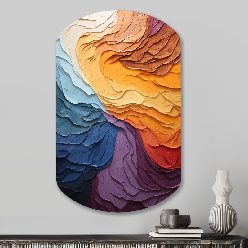 Abstraction lyrique jaune orange, coucher de soleil II - abstraction lyrique, art mural en métal asymétrique