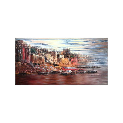 An Evening In Banaras Ghat | Mixed Media On Canvas | By Abhi Biswas