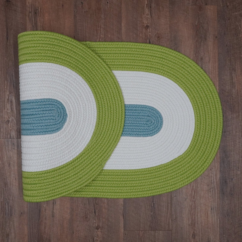 Tapis intérieur / extérieur en polypropylène tissé à la machine à motif géométrique ovale bleu / gris / vert