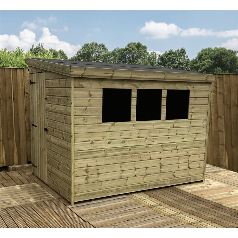 Pressure Treated 4 ft. 11 in. W x 15 ft. 3 in. D Solid Wood Tongue & Groove Pent Shed