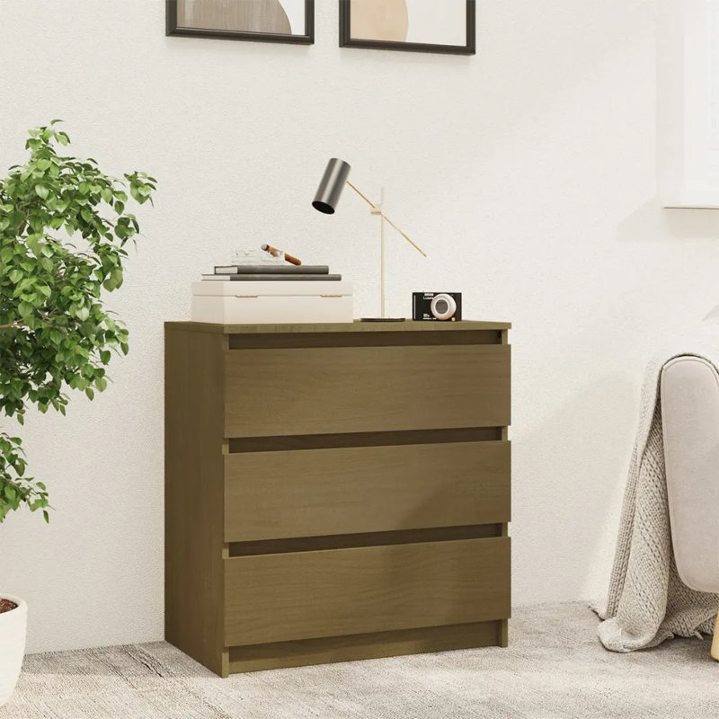 Calbert Bedside Cabinet 60 x 36 x 64 cm Solid Wood Fir, Honey Brown